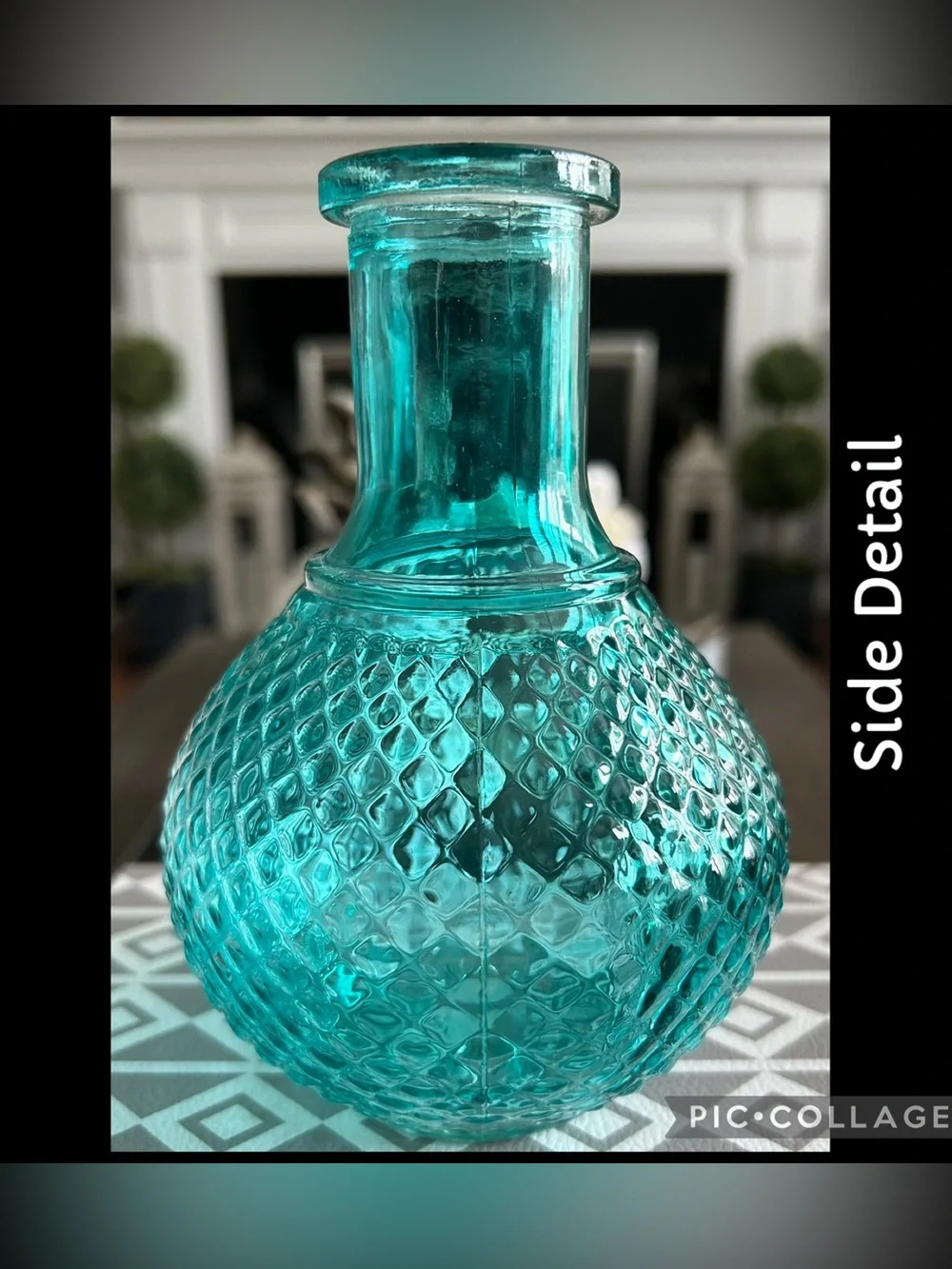 Turquoise Textured Glass Vase - Home Accents